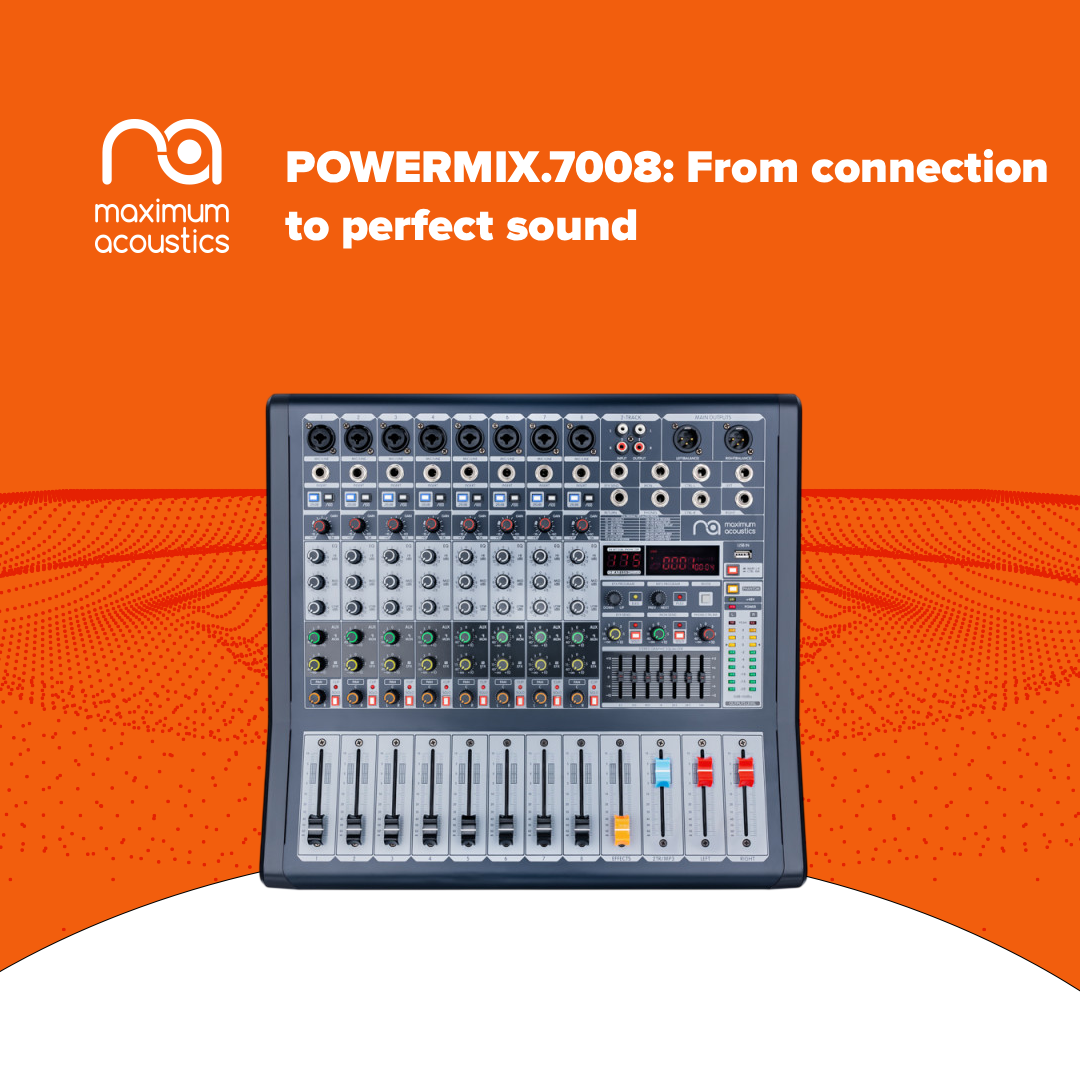 Step-by-step guide to connecting and configuring the POWERMIX.7008 mixing console