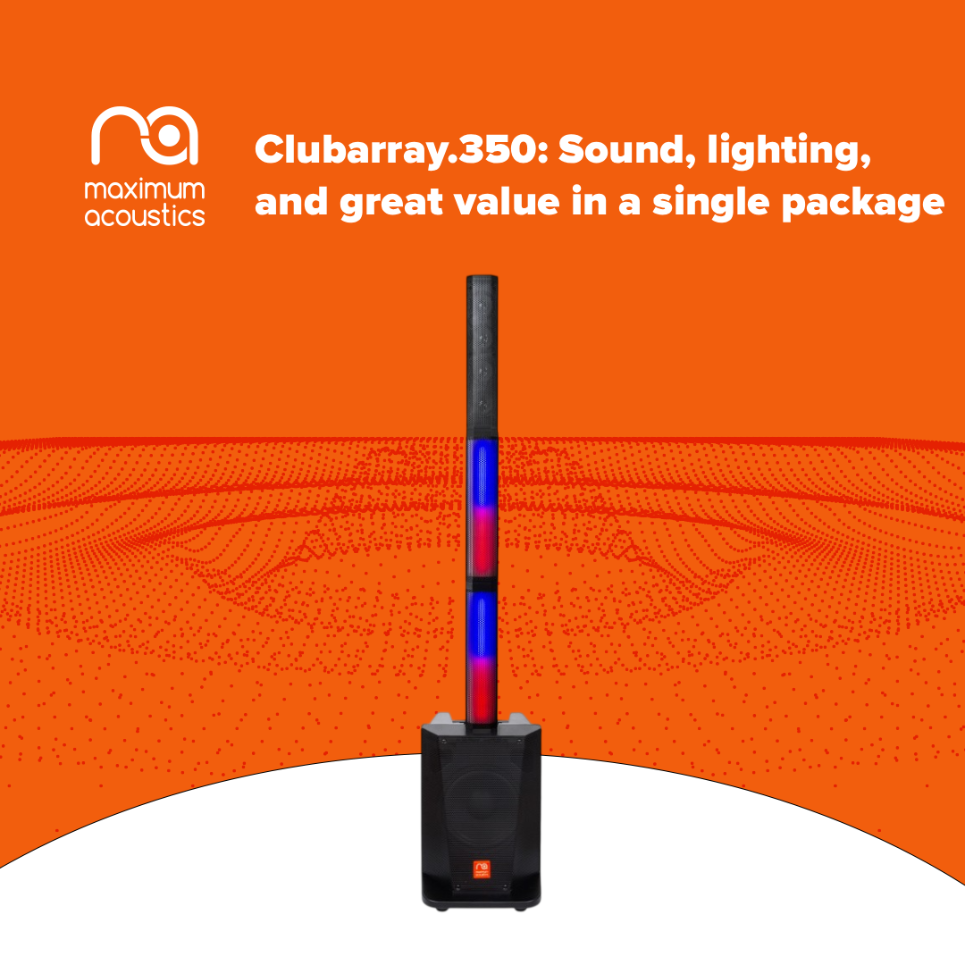 Promotional review of the Maximum Acoustics Clubarray.350 active speaker system, available at a 26% discount until October 31